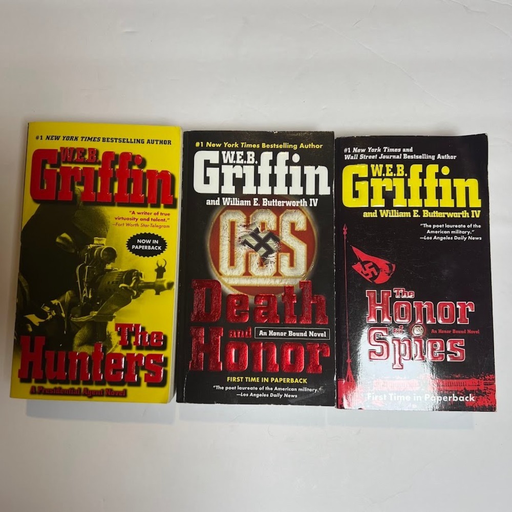 W.E.B. Griffin Paperback Book Lot 3pc Multi Adult Military Espionage Thriller